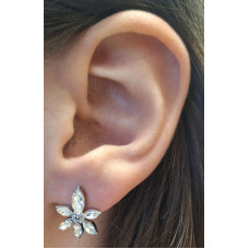 Сребристи обеци от стомана с цвете - 5061