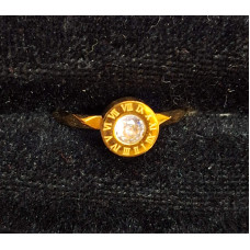 Златист пръстен от медицинска стомана с римски цифри и кристал - 9206