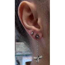 Сребристи стоманени обеци, висящи с кристали - 5000