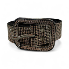 Дамски колан от изкуствена кожа, изцяло обсипан с камъни