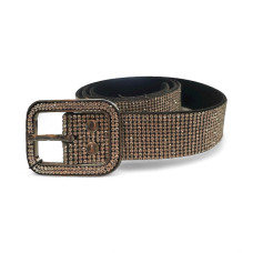 Дамски колан от изкуствена кожа, изцяло обсипан с камъни