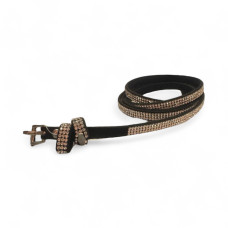 Дамски колан от изкуствена кожа, изцяло обсипан с камъни