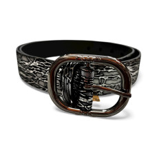 Колан от изкуствена кожа – змийски десен, сребърен