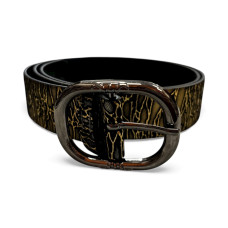 Колан от изкуствена кожа – змийски десен, златен