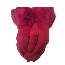 Стилни зимни дамски ръкавици с естествен пух - 9043