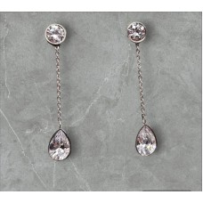 Обеци от медицинска стомана с висящи цирконии - 5005