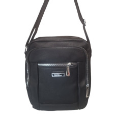 Мъжка черна кожена чанта от висококачествена еко кожа с дълга дръжка - 7105