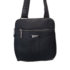 Мъжка черна кожена чанта от висококачествена еко кожа с дълга дръжка - 7107