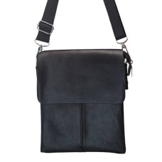 Мъжка черна кожена чанта от висококачествена еко кожа с дълга дръжка - 7108