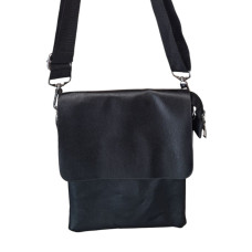 Мъжка черна кожена чанта от висококачествена еко кожа с дълга дръжка - 7109