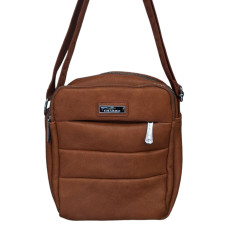 Мъжка кафява кожена чанта от висококачествена еко кожа с дълга дръжка - 7110