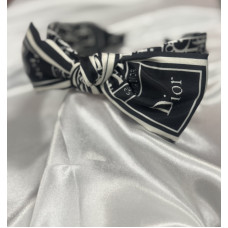 Елегантна черно-бяла диадема с панделка - 5608