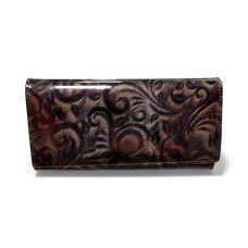 Дамско портмоне от естествена кожа – цвят coffee с шарки-41519