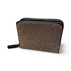 Дамско портмоне – тъмносиньо, от изкуствена кожа с камъни