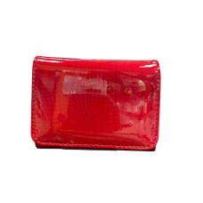 Червено лачено дамско портмоне от естествена кожа - 8416