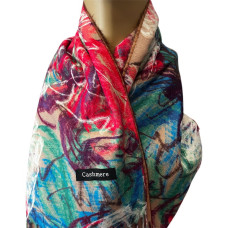 Многоцветен кашмирен шал с артистичен дизайн - 3122