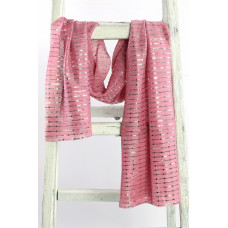 Дамски шал в розово със сребристи пайети - 3005