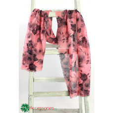 Дамски шал в тъмнорозово на цветя  - 3009
