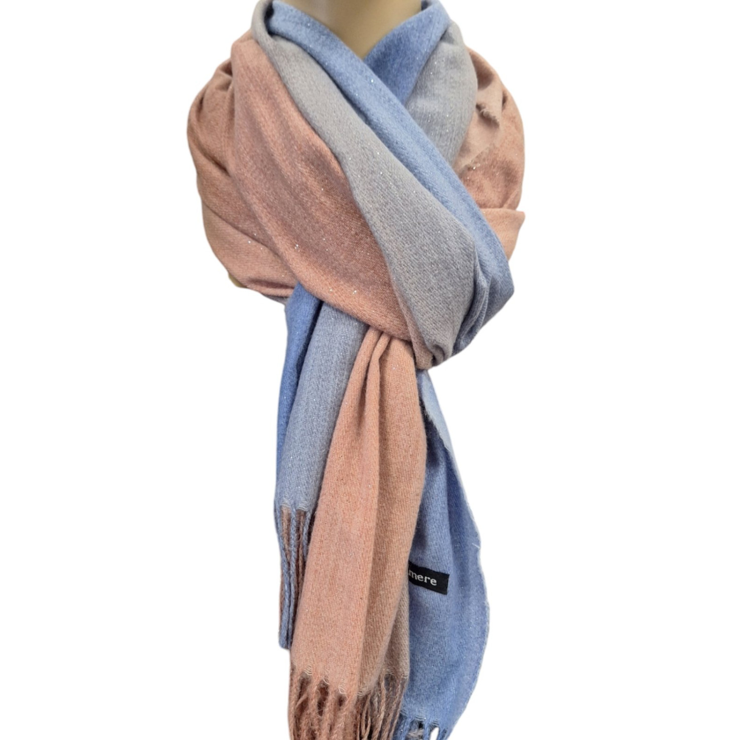 Дамски розово-сив цвят кашмирен шал - 3106 Дамски розово-сив цвят кашмирен шал - 3106