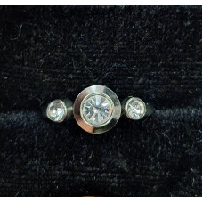 Сребрист стоманен пръстен с кристали - 9213