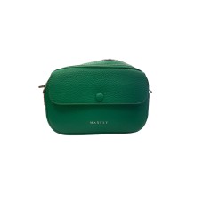 Малка кожена чанта в зелено