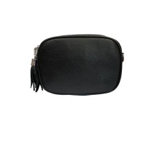 Малка кожена чанта в черно