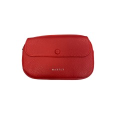 Малка кожена чанта в червено